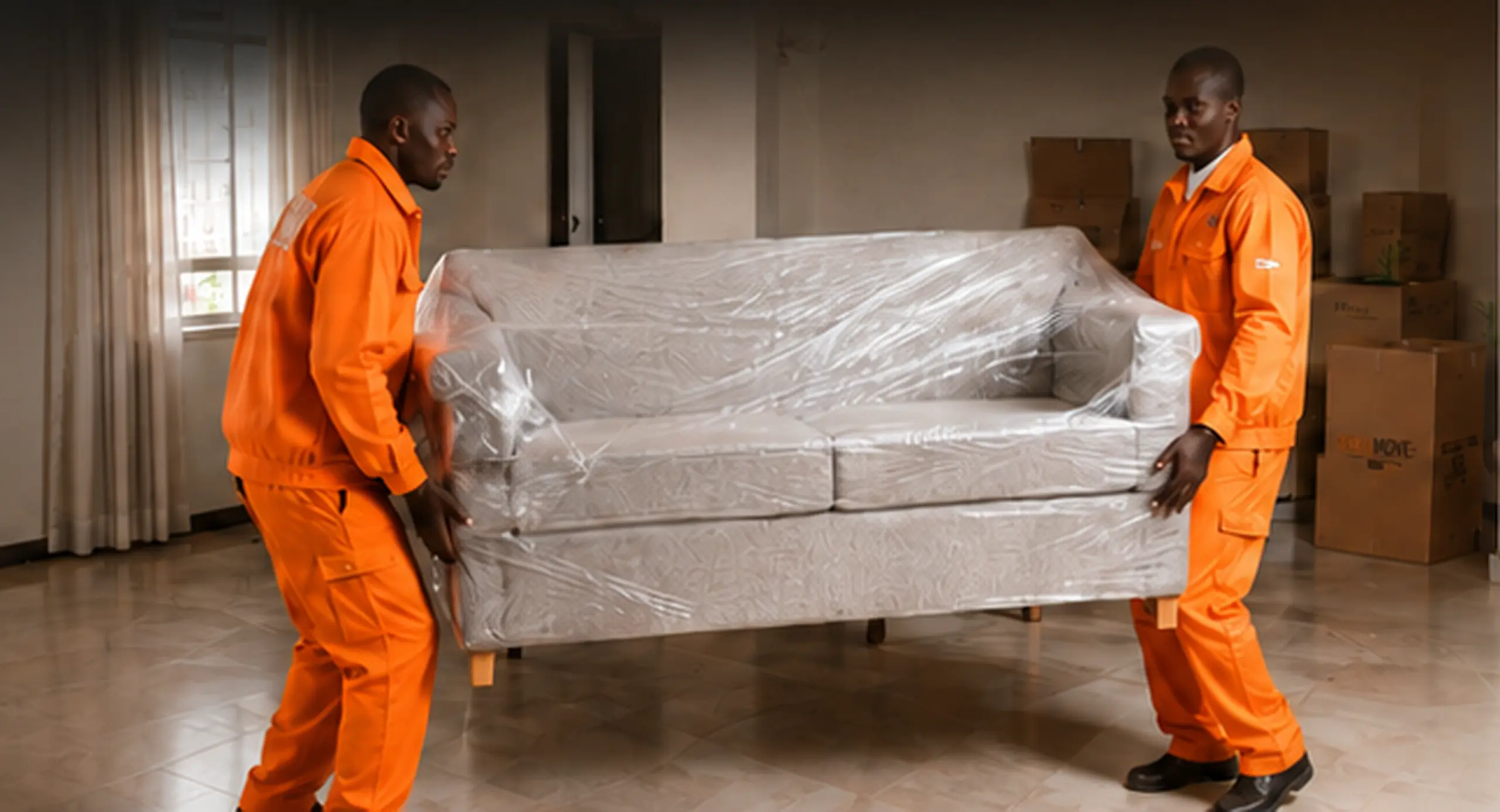 KejaMove crew carefully handling a customer's belongings during a move