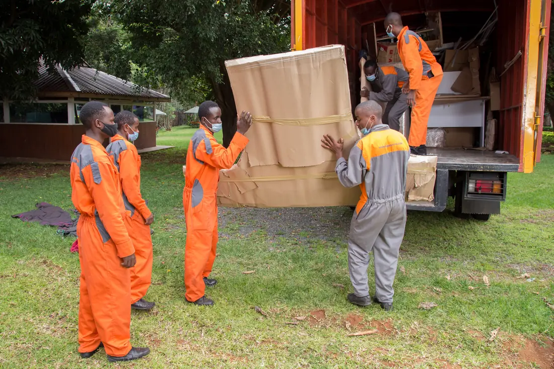 KejaMove crew preparing a household move in Diani