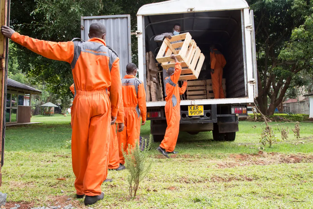KejaMove crew preparing a household move in Eldoret