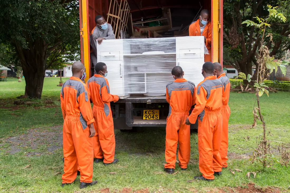 KejaMove crew preparing a household move in Kisii