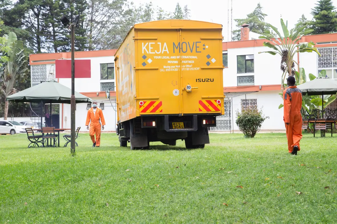 KejaMove truck and crew on a household move in Naivasha