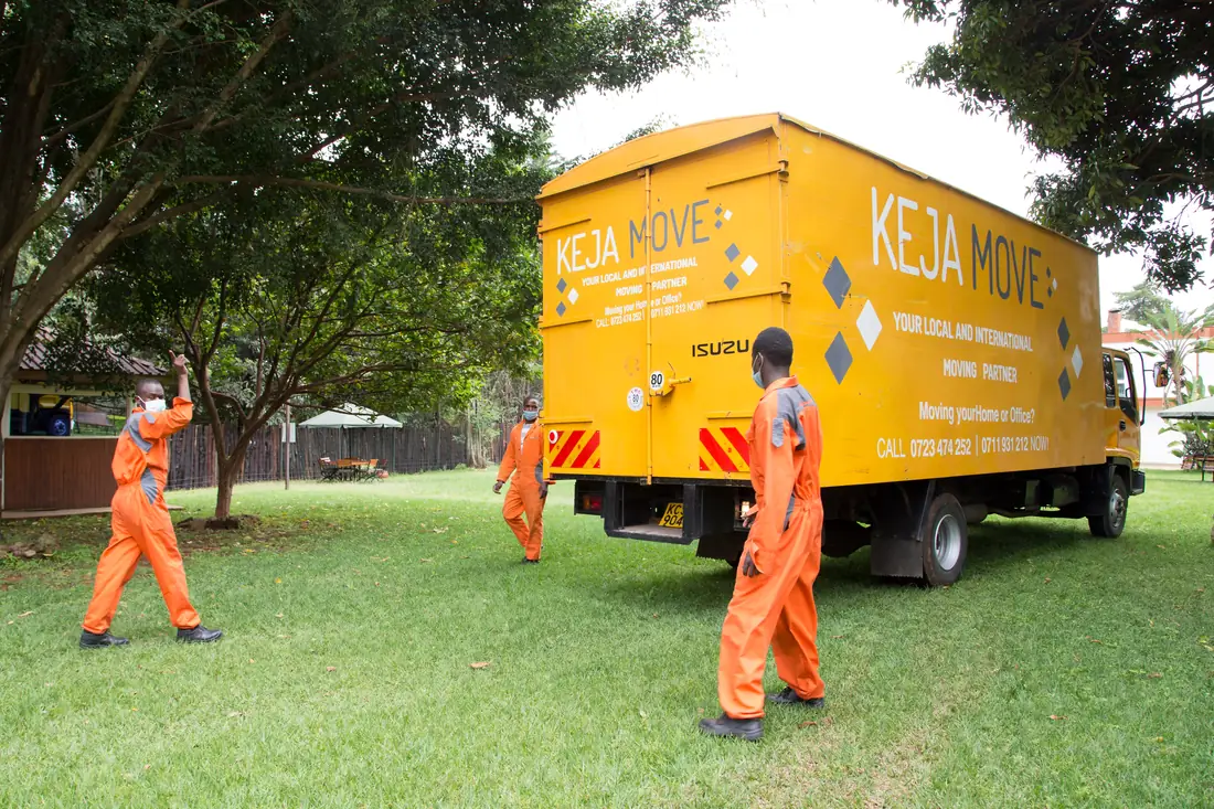 KejaMove crew preparing a household move in Nyeri