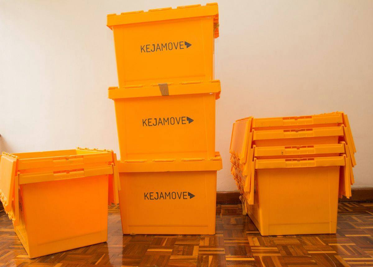 orange moving crates