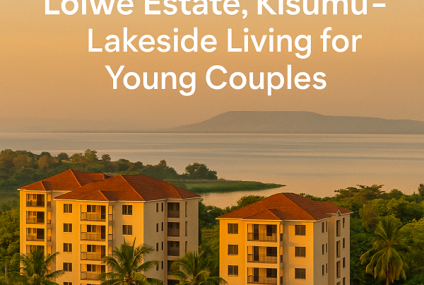 Modern apartments in Lolwe Estate, Kisumu with stunning Lake Victoria views at sunset – perfect for young couples seeking lakeside living from Kejamove.