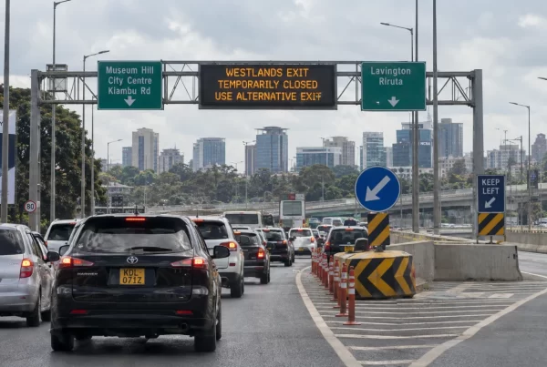 Nairobi Expressway traffic diversion signage during maintenance.